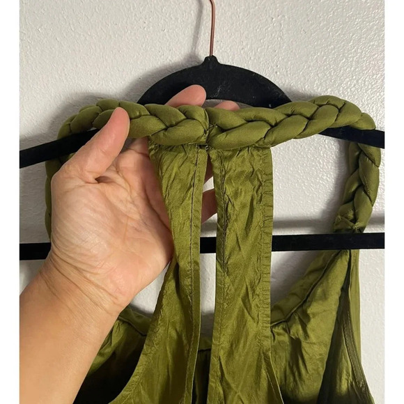Christiane Celle Calyps Womens Halter Knee Length Shift Dress Green Silk Sz XS - Picture 4 of 11